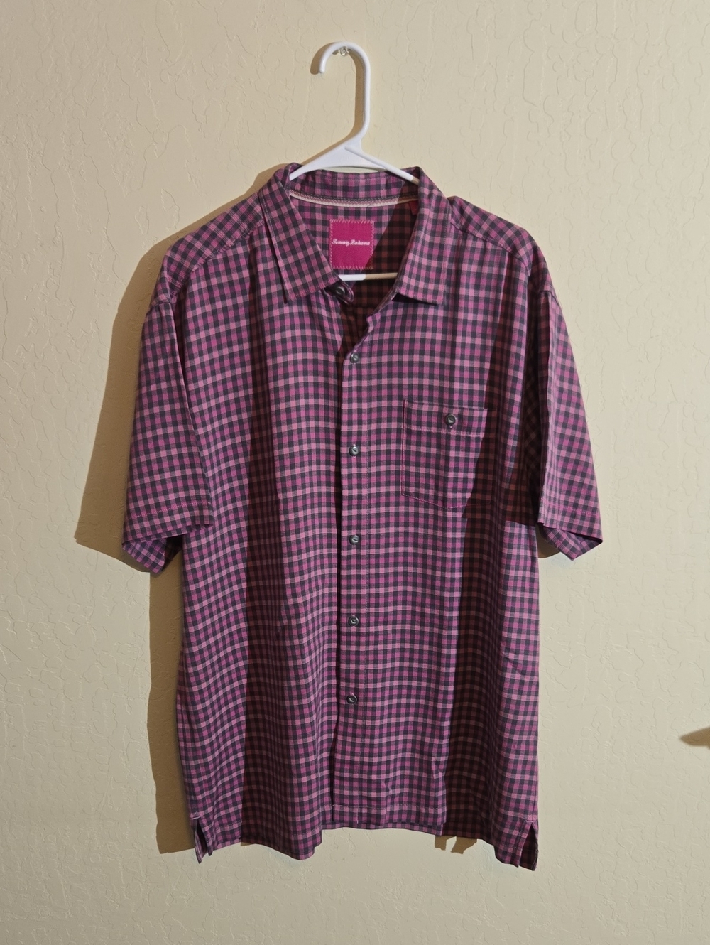 Tommy Bahama Purple and Black Check Short-Sleeve Button-Up Shirt